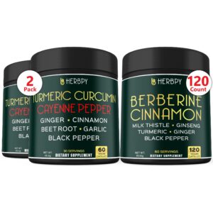 Paquete cápsulas Herbpy cúrcuma berberina 7 en 1