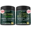 Suplementos Herbpy con raíz de valeriana y bergamota para salud