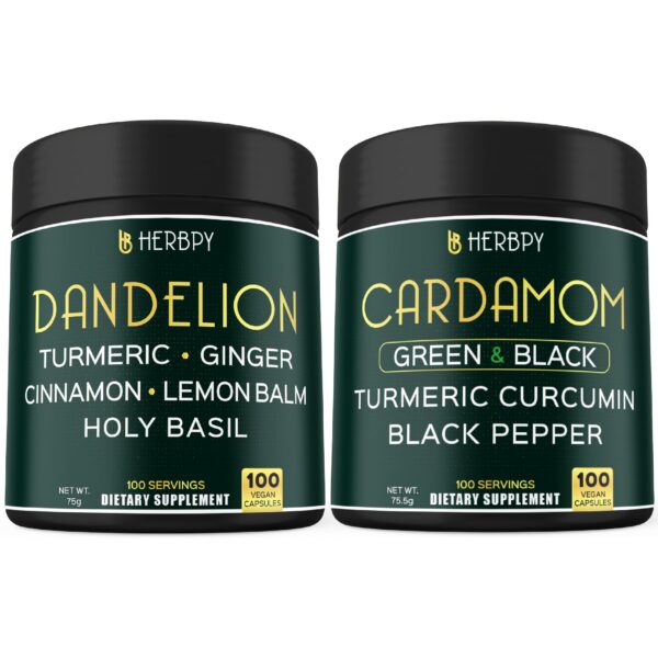 Herbpy suplementos naturales 6 en 1 diente de león y cardamomo