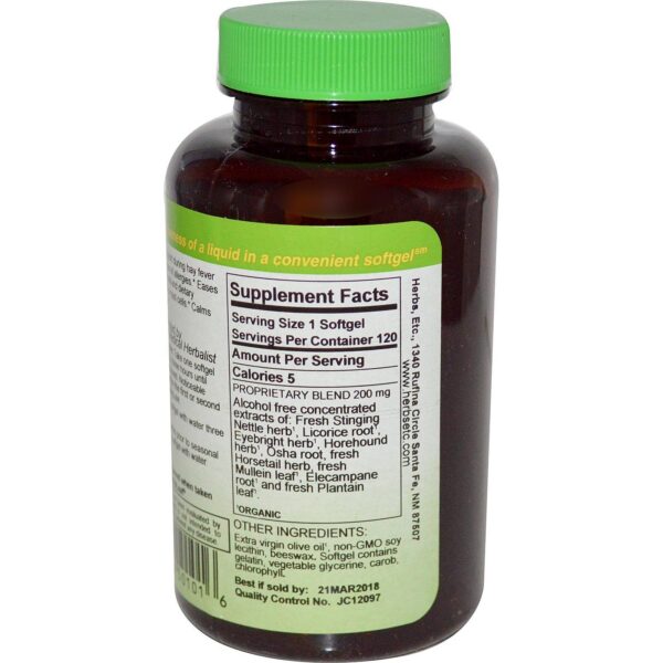 Paquete frontal de Herbs Etc Allertonic 120 cápsulas para pulmones