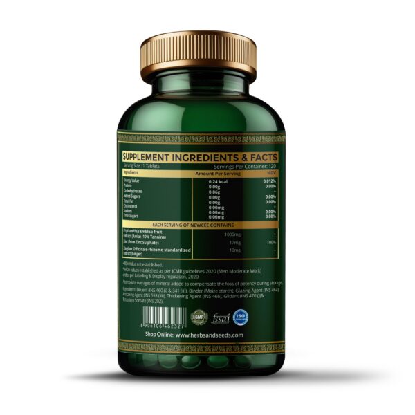 Etiqueta frontal con lista de ingredientes