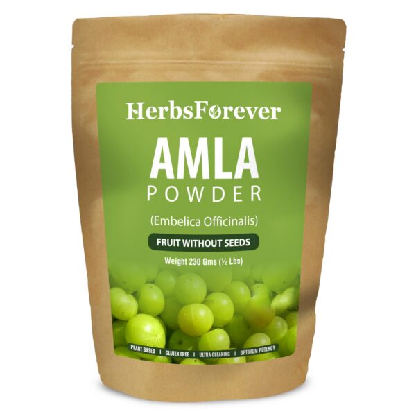 Frente del envase Polvo de Amla Herbsforever 230 g