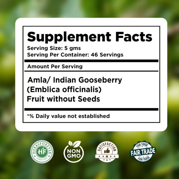 Etiqueta del frasco Polvo de Amla Herbsforever