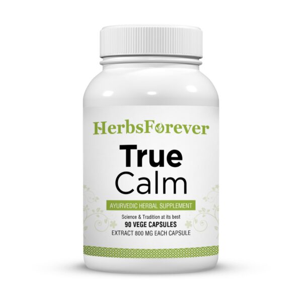Botella Herbsforever True Calm cápsulas ayurvédicas para estrés y sueño