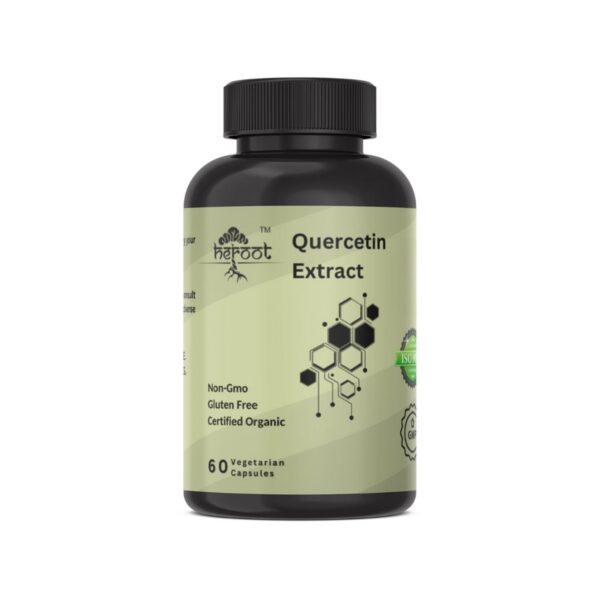 Version 1.0.0 Frontal de etiqueta Heroot Quercetin Extract 60 cápsulas