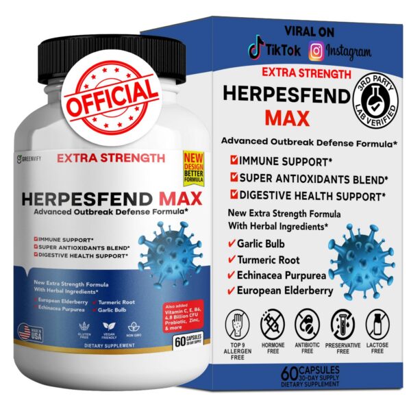 HerpesFend Max suplemento defensa inmunológica 60 cápsulas