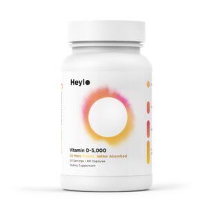 Frasco del suplemento Heylo D3 5000 UI