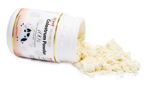 Hi Well Colostro Bovino NZ polvo 2-pack etiqueta