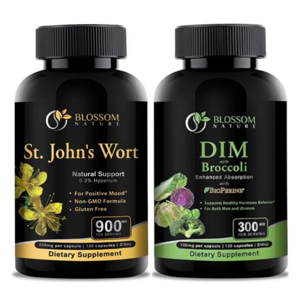 Botella de Hierba de San Juan suplemento 900mg con DIM y brócoli
