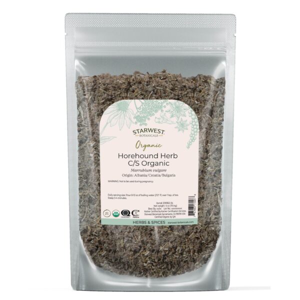 Hierba Marrubio orgánica cortada y tamizada paquete 4 onzas