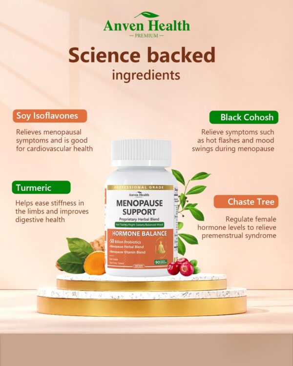 Hierbas naturales en suplementos menopausia Anven Health para mujer