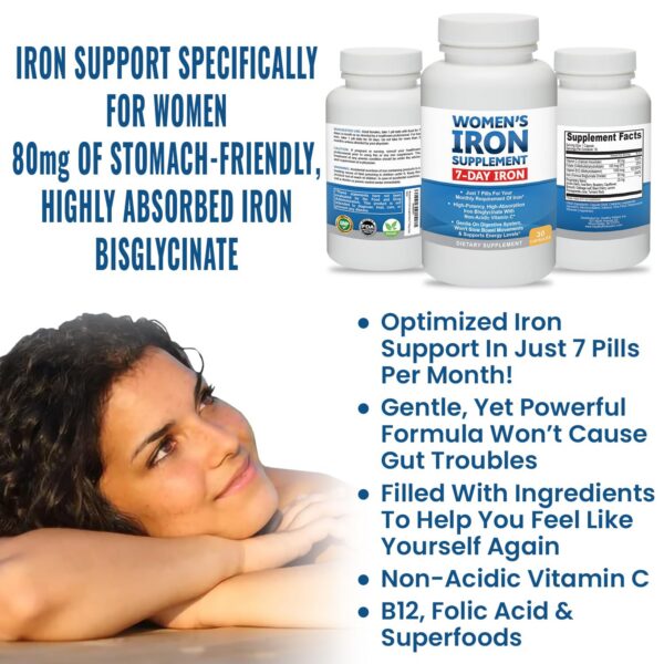 Etiqueta del suplemento de hierro para mujeres