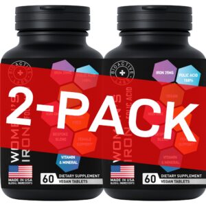 Hierro vegano para mujeres frasco y etiqueta