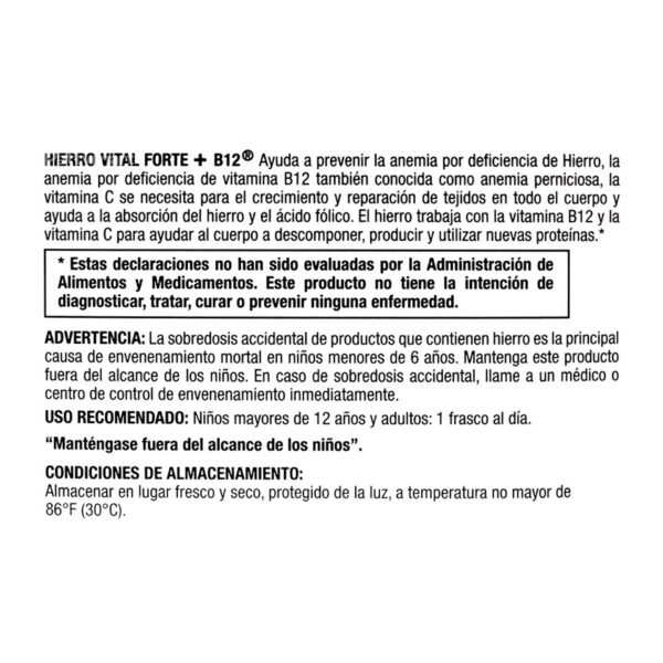Version 1.0.0 Etiqueta lateral de Hierro Vital Forte B12
