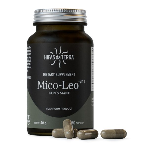 Cápsulas Mico-Leo de HIFAS DA TERRA en frasco