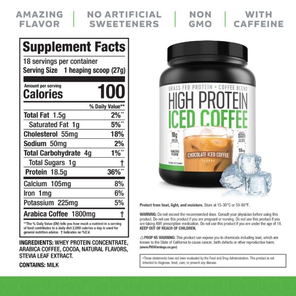 Etiqueta frontal de cafe proteico