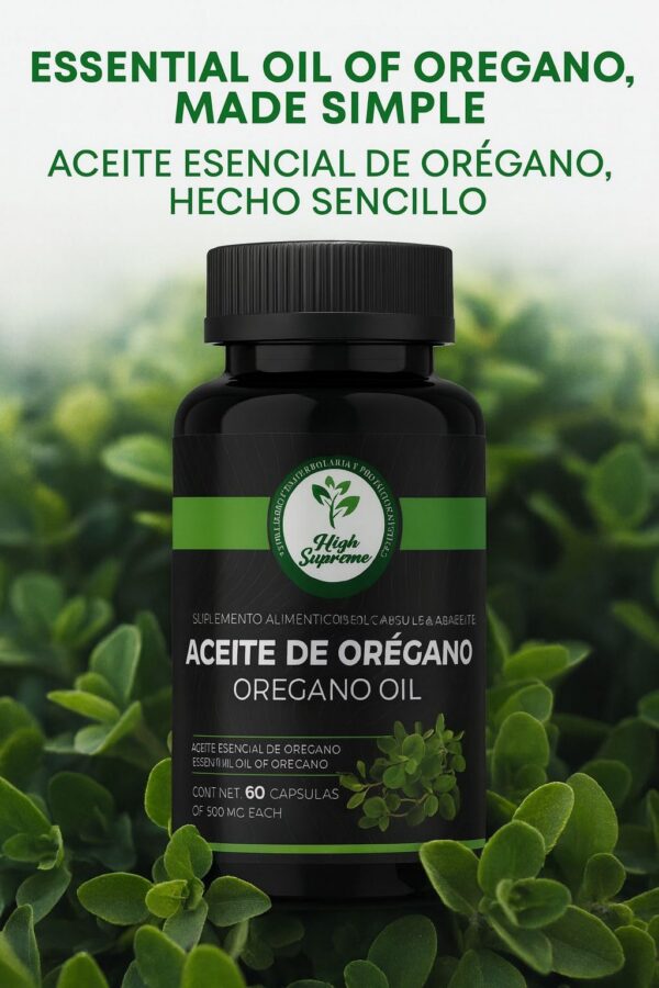Frasco de cápsulas de orégano High Supreme