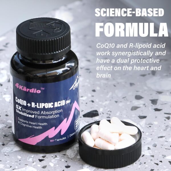 Etiqueta del suplemento CoQ10 + ácido R-lipoico