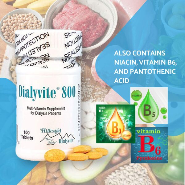 Version 1.0.0 Tabletas amarillas Hillestad Dialyvite 800 suplemento para enfermedad renal