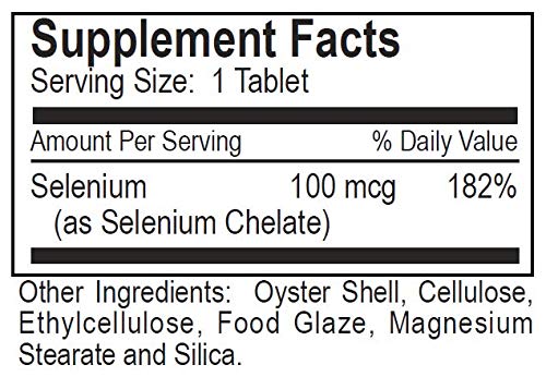 Etiqueta de ingredientes del envase Selenium