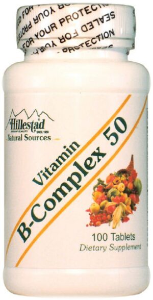 Frasco de Hillestad Vitamin B Complex 50-100 tabletas