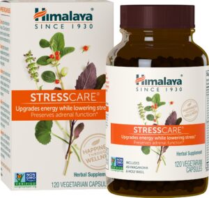 Version 1.0.0 Frontal de envase Himalaya StressCare cápsulas herbales