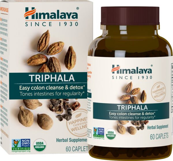 Himalaya Triphala orgánico suplemento limpieza colon caja frontal