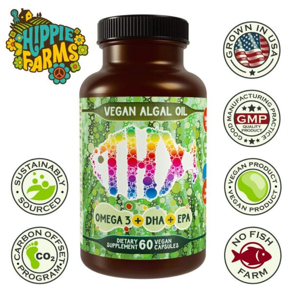 Cápsulas veganas Omega-3 en frasco
