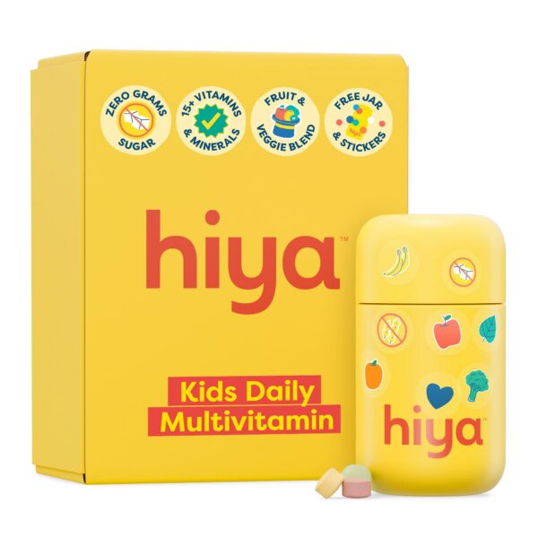 Frasco de HIYA Kids Multivitamin con etiqueta