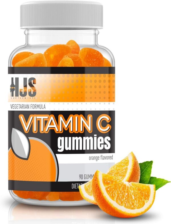 HJS Supplements gomitas vitamina c sabor naranja frasco