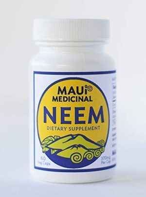 Frasco de cápsulas vegetales de hojas de neem orgánico