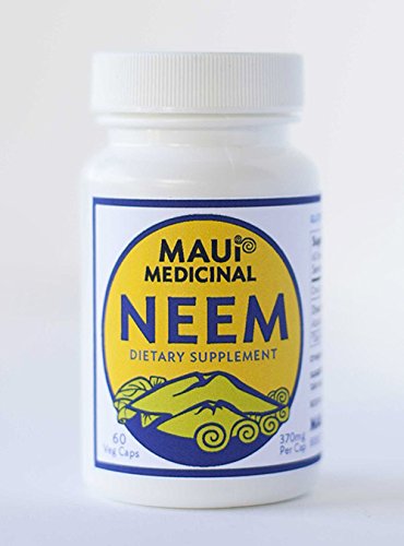 Frasco de cápsulas vegetales de hojas de neem orgánico