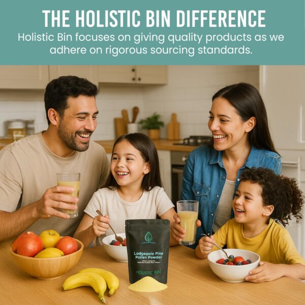 Polen de pino canadiense orgánico en frasco