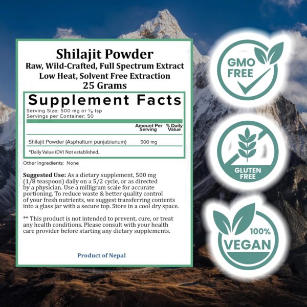 Medición de porciones de polvo Shilajit