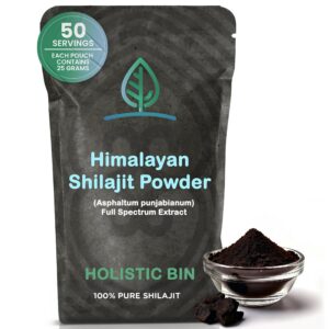 Frente del envase Holistic Bin Shilajit polvo Himalaya