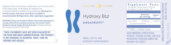 Frasco lateral de Hydroxy B12 MegaDrops