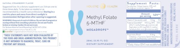 Frasco lateral Holistic Health Methyl Folate Mega Drops