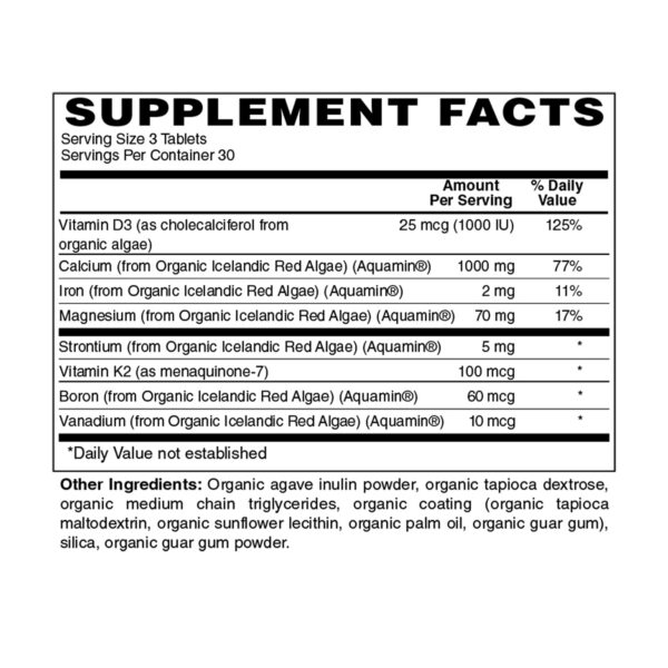 Etiqueta del suplemento calcio vegetal