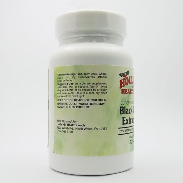 Etiqueta lateral extracto cohosh negro Holly Hill 120 cápsulas