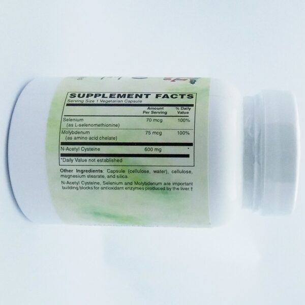Etiqueta trasera NAC 600mg cofactores selenio molibdeno