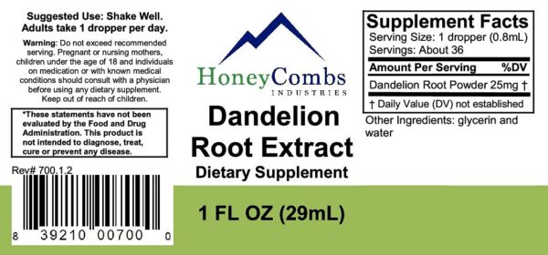 Gotas líquidas del extracto de raíz de diente de león