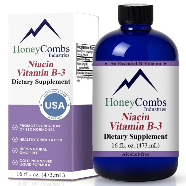 HoneyCombs Niacin gotas etiqueta frontal