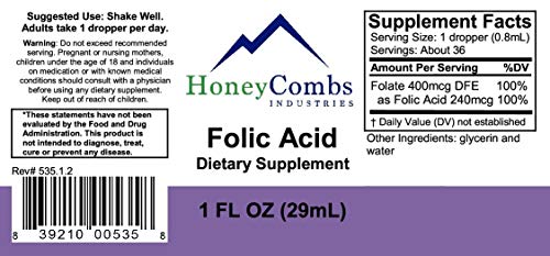 HoneyCombs suplemento líquido vitamina B9 para embarazo