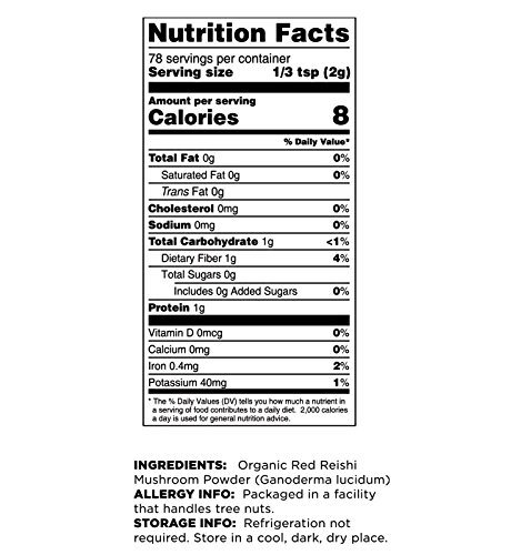 Hongo reishi polvo orgánico vegano certificado USDA 22 oz total
