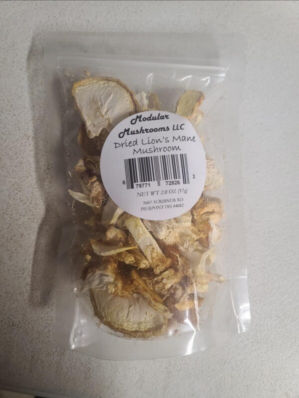 Imagen de Hongos Lion's Mane secos en empaque resellable