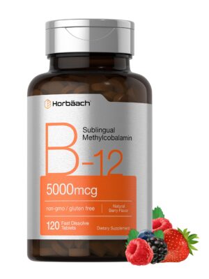 Version 1.0.0 Horbäach B12 sublingual 5000mcg suplemento envase