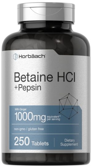 Frente de Horbaach Betaína HCl con Pepsina 1000 mg