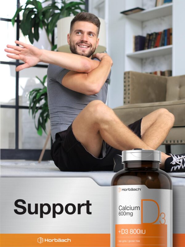 Etiqueta del frasco Horbaach Calcium 600 mg con D3