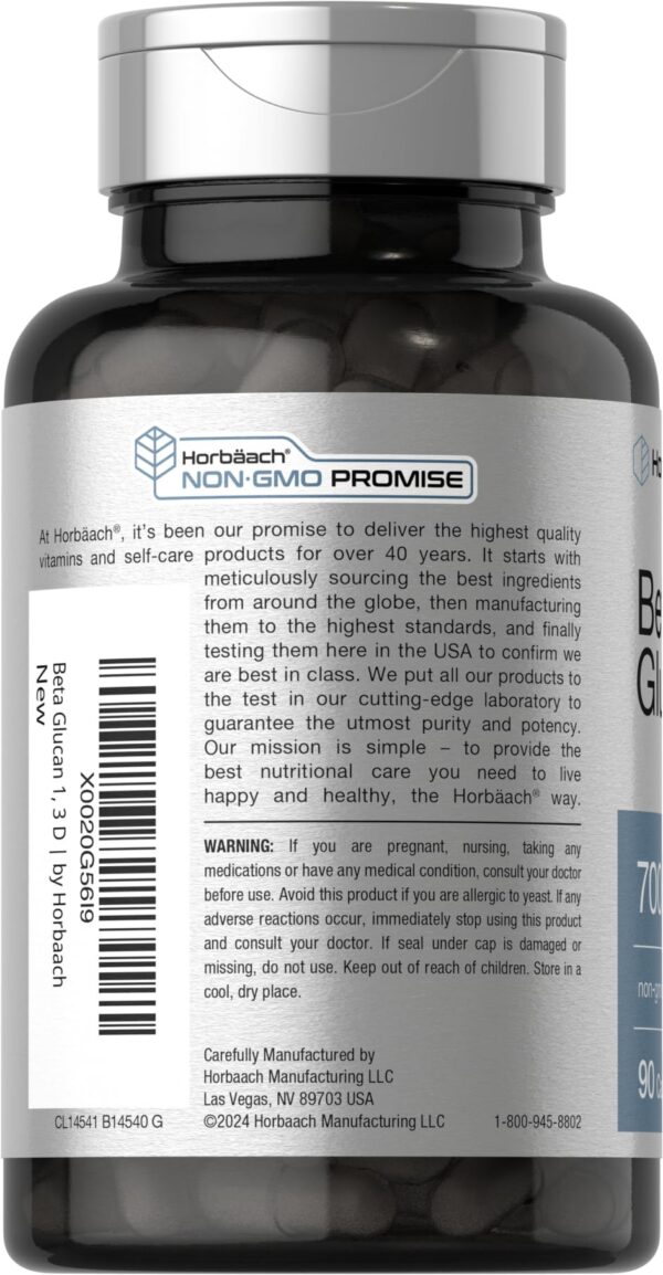 Horbäach cápsulas beta glucano 700 mg apoyo sistema inmune