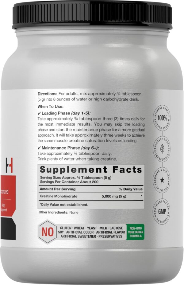 Etiqueta nutricional Horbaach Creatine Monohydrate